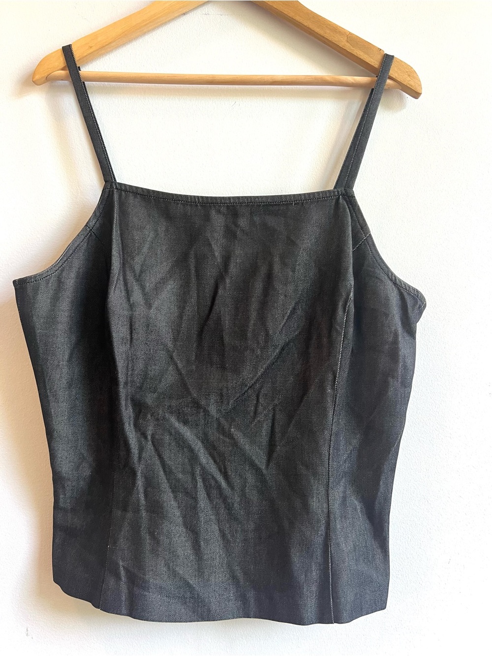 Ann Taylor Minimalist Charcoal Slim Fit Denim like Silk/Cotton Blend Camisole